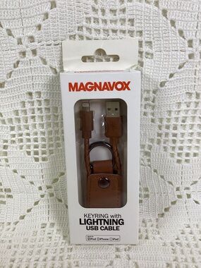 Magnavox Brown Keyring Lightning USB Cable